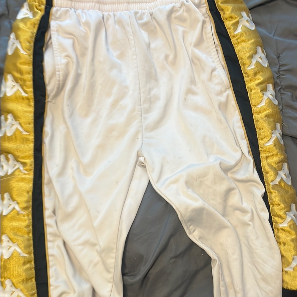 Kappa White and Gold Tearaway Joggerss